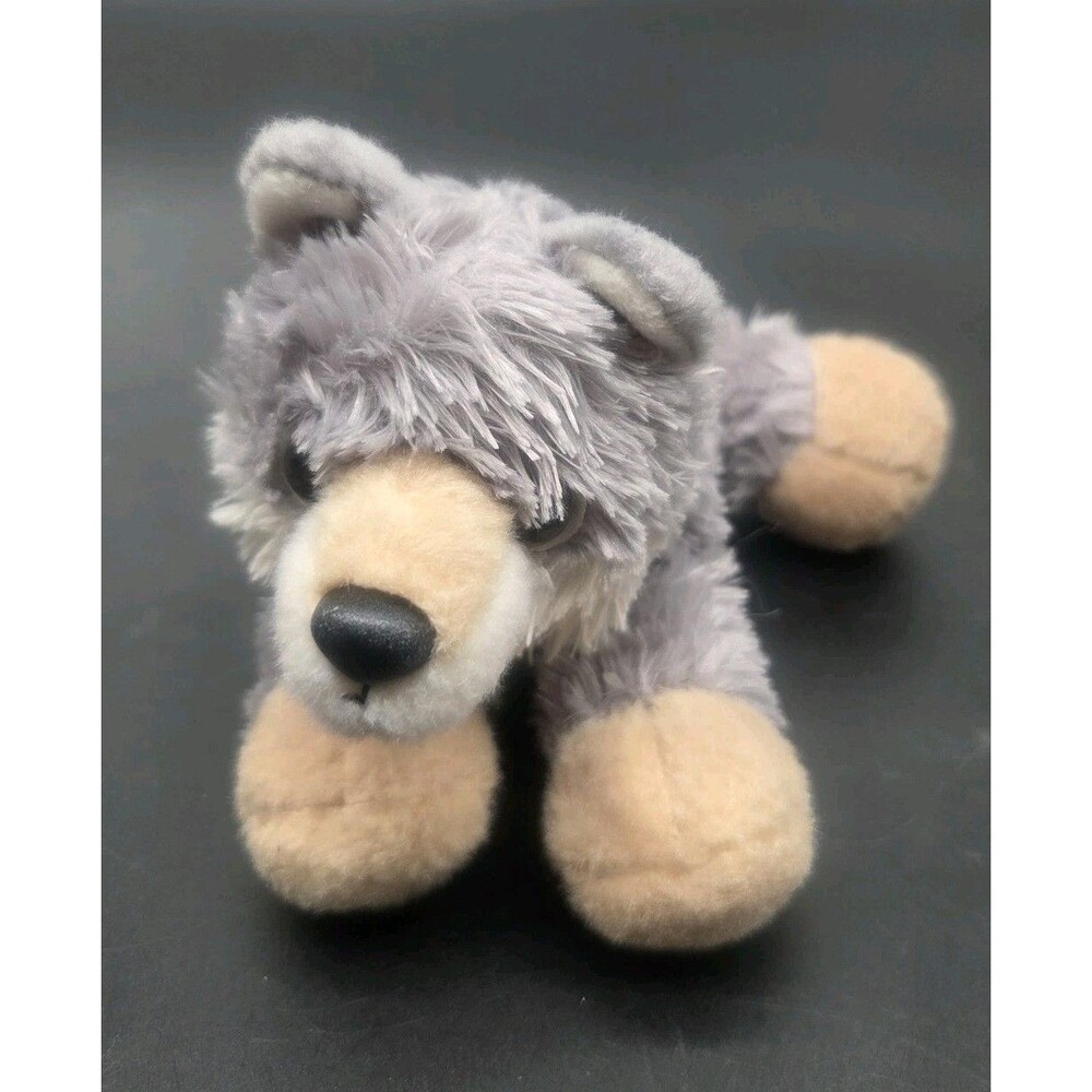 Aurora World Laying Gray Woolsey TIMBER WOLF Pup Stuffed Animal Plush 9"